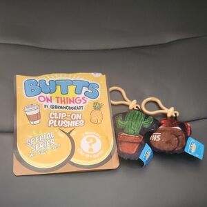 Butts on Things Clip-On Plushies Cactus & Coffee Pot